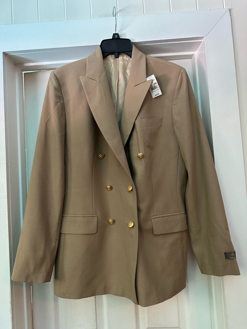 Brooks Brothers Camel Double-Breasted Blazer with Gold Buttons